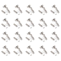 Emuca Lotto di 20 cerniere mezzo collo X91 con chiusura soft e Basetta a vite, altezza 1, Acciaio, Nichelato