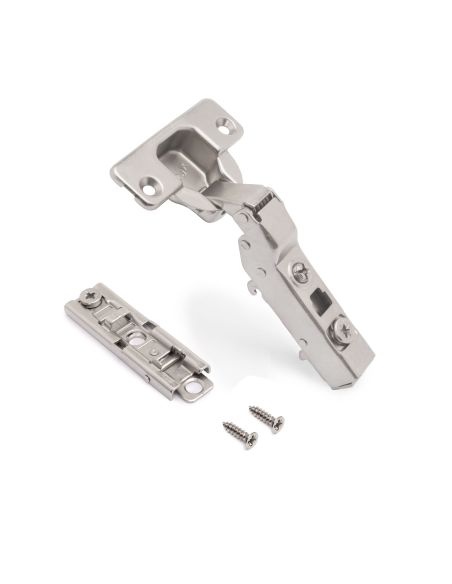 Emuca Lotto di 20 cerniere mezzo collo X91 con chiusura soft e Basetta a vite, altezza 1, Acciaio, Nichelato