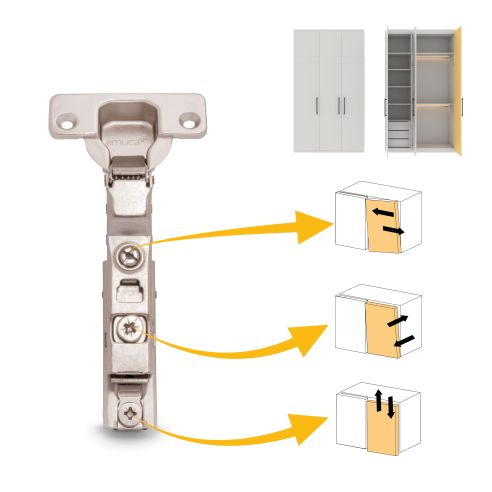 Emuca Lotto di 20 cerniere mezzo collo X91 con chiusura soft e Basetta a vite, altezza 1, Acciaio, Nichelato