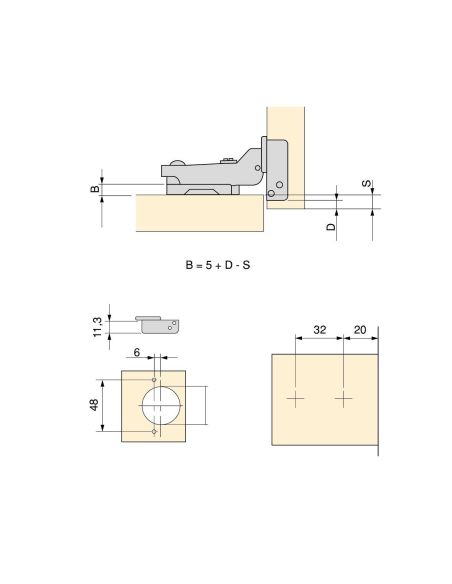 Emuca Lotto di 20 cerniere mezzo collo X91 con chiusura soft e Basetta a vite, altezza 1, Acciaio, Nichelato