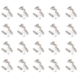 Emuca Lotto di 20 cerniere collo alto X91 con chiusura soft e Basetta a vite, altezza 1, Acciaio, Nichelato