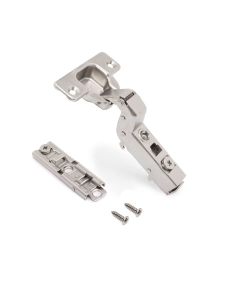 Emuca Lotto di 20 cerniere collo alto X91 con chiusura soft e Basetta a vite, altezza 1, Acciaio, Nichelato