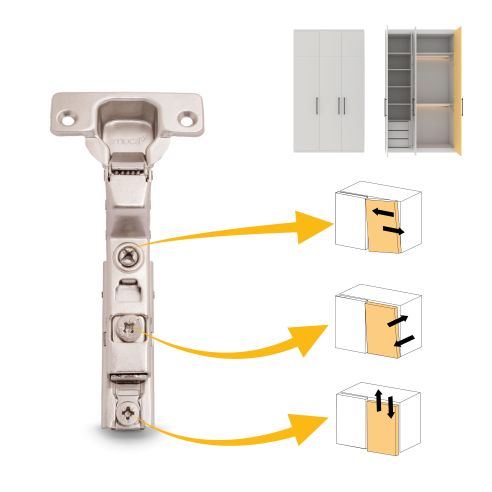 Emuca Lotto di 20 cerniere collo alto X91 con chiusura soft e Basetta a vite, altezza 1, Acciaio, Nichelato