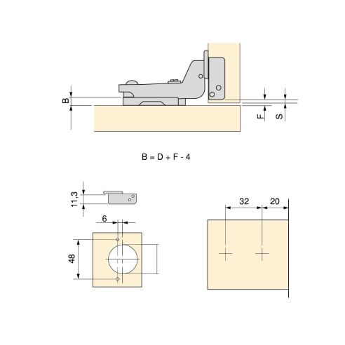 Emuca Lotto di 20 cerniere collo alto X91 con chiusura soft e Basetta a vite, altezza 1, Acciaio, Nichelato