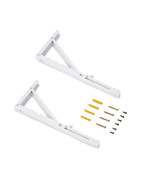 Emuca Set di supporti pieghevoli, lunghezza 403 mm, Acciaio, Verniciato bianco