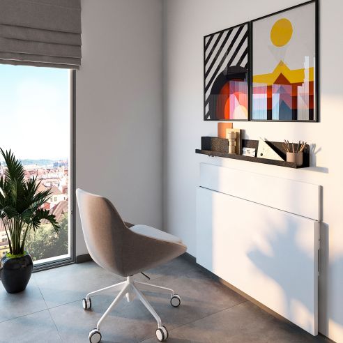 Emuca Set di supporti pieghevoli, lunghezza 403 mm, Acciaio, Verniciato bianco