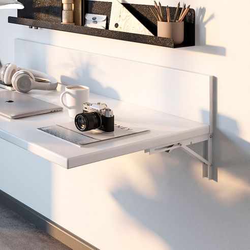 Emuca Set di supporti pieghevoli, lunghezza 403 mm, Acciaio, Verniciato bianco