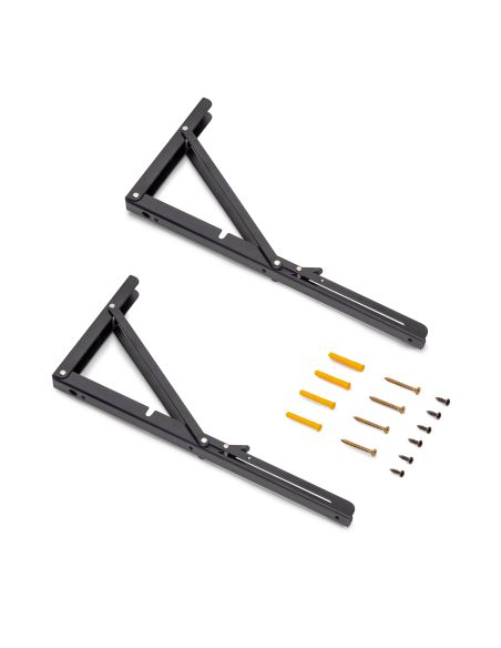 Emuca Set di supporti pieghevoli, lunghezza 403 mm, Acciaio, Verniciato nero