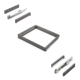 Emuca Telaio con guide a estrazione totale e chiusura morbida per accessori per armadi Quartz, 562-588mm, Alluminio e plastica
