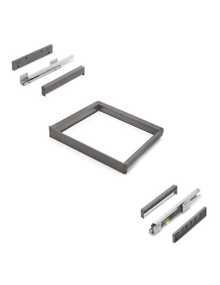 Emuca Telaio con guide a estrazione totale e chiusura morbida per accessori per armadi Quartz, 562-588mm, Alluminio e plastica