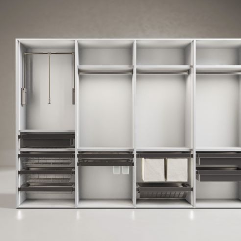 Emuca Telaio con guide a estrazione totale e chiusura morbida per accessori per armadi Quartz, 562-588mm, Alluminio e plastica