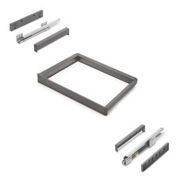 Emuca Telaio con guide a estrazione totale e chiusura morbida per accessori per armadi Quartz, 612-638mm, Alluminio e plastica