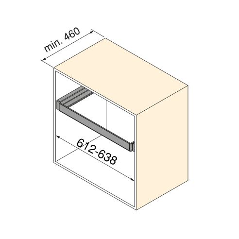 Emuca Telaio con guide a estrazione totale e chiusura morbida per accessori per armadi Quartz, 612-638mm, Alluminio e plastica