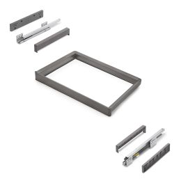 Emuca Telaio con guide a estrazione totale e chiusura morbida per accessori per armadi Quartz, 662-688mm, Alluminio e plastica