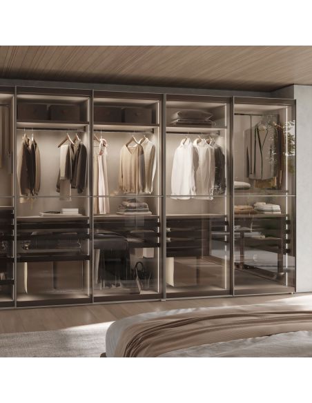 Emuca Telaio con guide a estrazione totale e chiusura morbida per accessori per armadi Quartz, 662-688mm, Alluminio e plastica