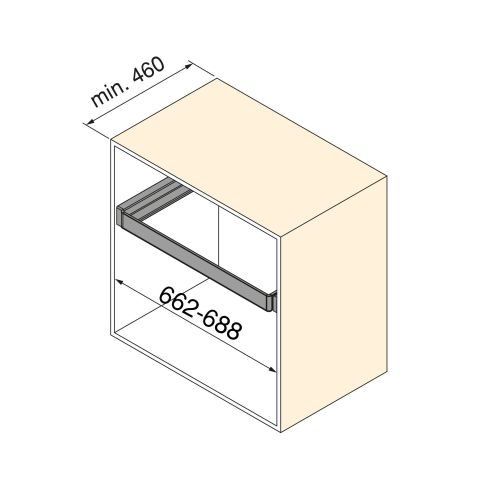 Emuca Telaio con guide a estrazione totale e chiusura morbida per accessori per armadi Quartz, 662-688mm, Alluminio e plastica