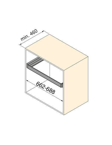 Emuca Telaio con guide a estrazione totale e chiusura morbida per accessori per armadi Quartz, 662-688mm, Alluminio e plastica
