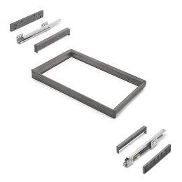 Emuca Telaio con guide a estrazione totale e chiusura morbida per accessori per armadi Quartz, 712-738mm, Alluminio e plastica