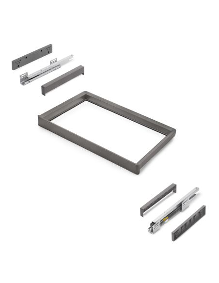 Emuca Telaio con guide a estrazione totale e chiusura morbida per accessori per armadi Quartz, 712-738mm, Alluminio e plastica