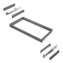 Emuca Telaio con guide a estrazione totale e chiusura morbida per accessori per armadi Quartz, 787-813mm, Alluminio e plastica