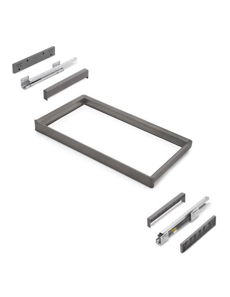 Emuca Telaio con guide a estrazione totale e chiusura morbida per accessori per armadi Quartz, 787-813mm, Alluminio e plastica