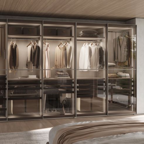 Emuca Telaio con guide a estrazione totale e chiusura morbida per accessori per armadi Quartz, 812-838mm, Alluminio e plastica