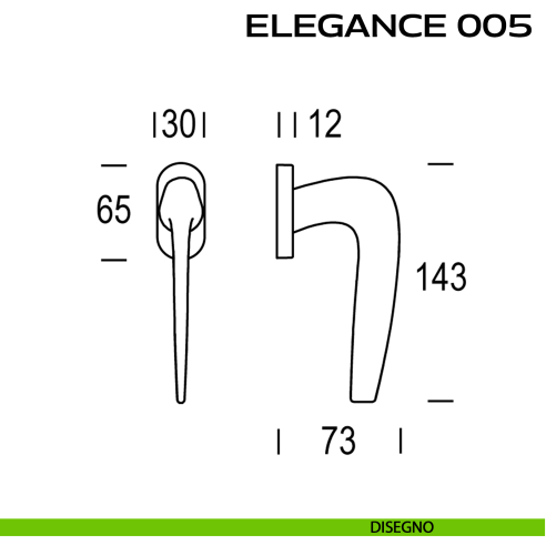 Maniglia per finestra martellina 005 Elegance Reguitti disegno