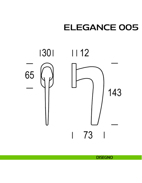 Maniglia per finestra martellina 005 Elegance Reguitti disegno