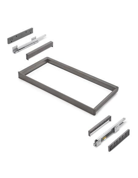 Emuca Telaio con guide a estrazione totale e chiusura morbida per accessori per armadi Quartz, 837-863mm, Alluminio e plastica