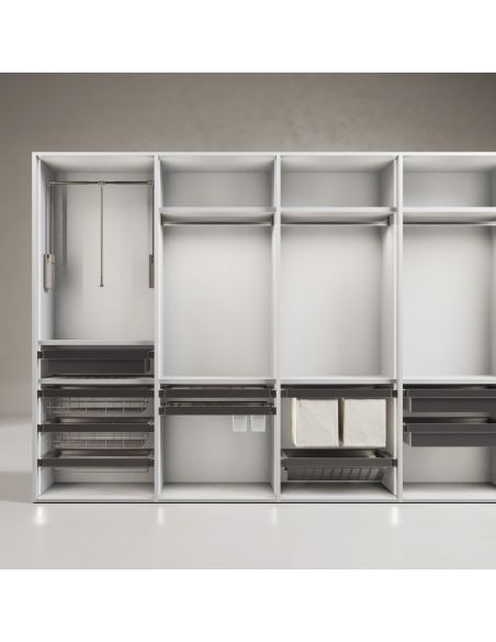 Emuca Telaio con guide a estrazione totale e chiusura morbida per accessori per armadi Quartz, 862-888mm, Alluminio e plastica