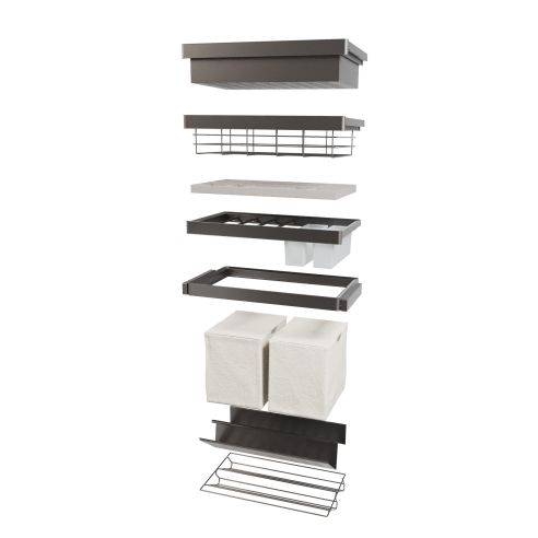Emuca Telaio con guide a estrazione totale e chiusura morbida per accessori per armadi Quartz, 862-888mm, Alluminio e plastica