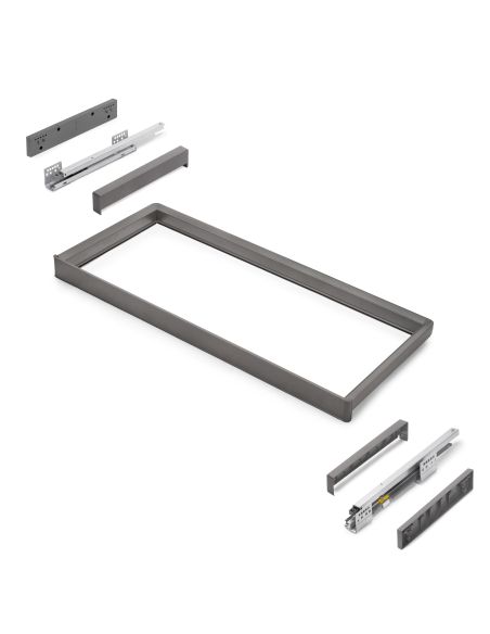 Emuca Telaio con guide a estrazione totale e chiusura morbida per accessori per armadi Quartz, 887-913mm, Alluminio e plastica