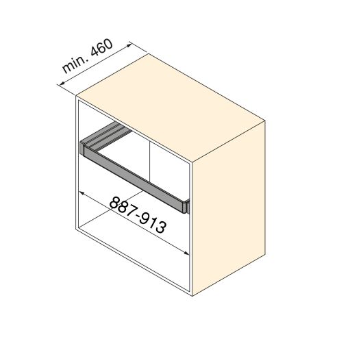 Emuca Telaio con guide a estrazione totale e chiusura morbida per accessori per armadi Quartz, 887-913mm, Alluminio e plastica