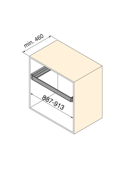 Emuca Telaio con guide a estrazione totale e chiusura morbida per accessori per armadi Quartz, 887-913mm, Alluminio e plastica
