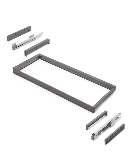 Emuca Telaio con guide a estrazione totale e chiusura morbida per accessori per armadi Quartz, 912-938mm, Alluminio e plastica