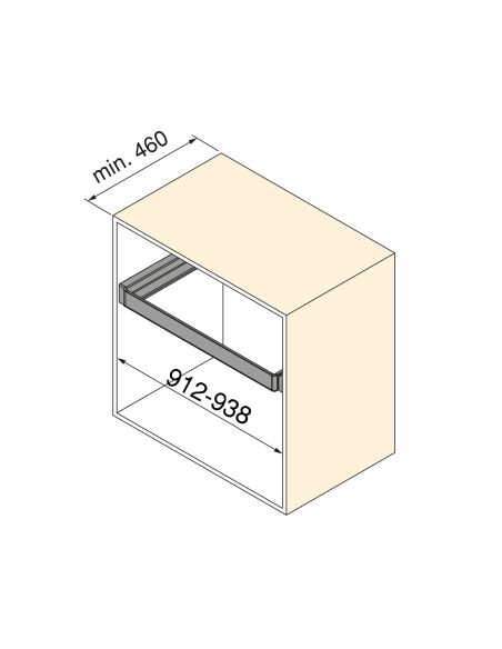 Emuca Telaio con guide a estrazione totale e chiusura morbida per accessori per armadi Quartz, 912-938mm, Alluminio e plastica