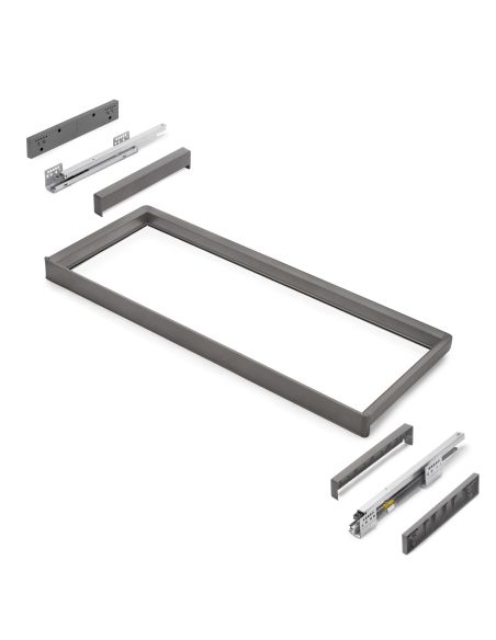 Emuca Telaio con guide a estrazione totale e chiusura morbida per accessori per armadi Quartz, 937-963mm, Alluminio e plastica
