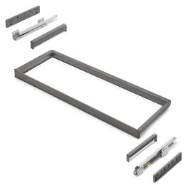 Emuca Telaio con guide a estrazione totale e chiusura morbida per accessori per armadi Quartz, 962-988mm, Alluminio e plastica