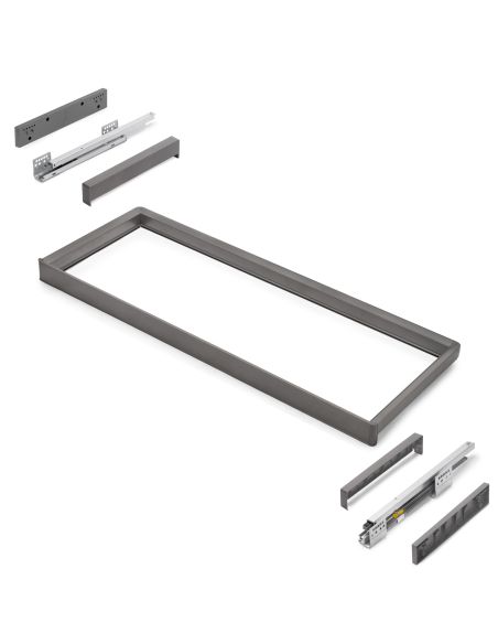 Emuca Telaio con guide a estrazione totale e chiusura morbida per accessori per armadi Quartz, 962-988mm, Alluminio e plastica