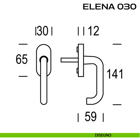 Maniglia per finestra martellina Elena 030 Reguitti disegno