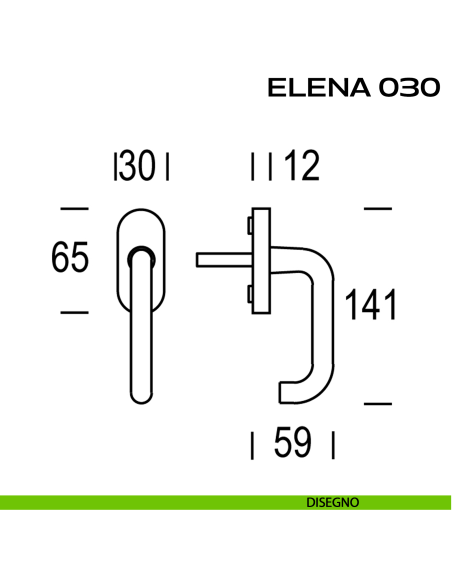 Maniglia per finestra martellina Elena 030 Reguitti disegno