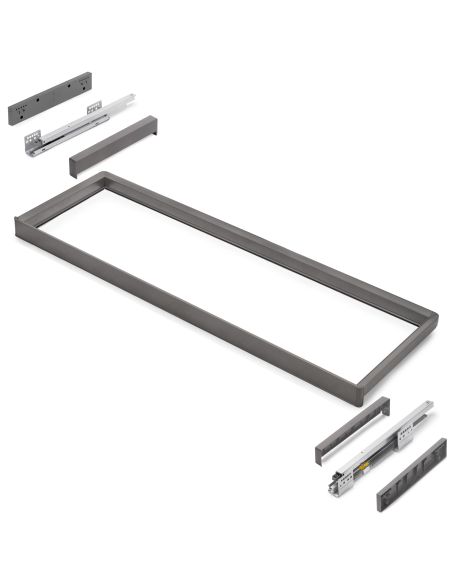 Emuca Telaio con guide a estrazione totale e chiusura morbida per accessori per armadi Quartz, 1062-1088mm, Alluminio e plastica
