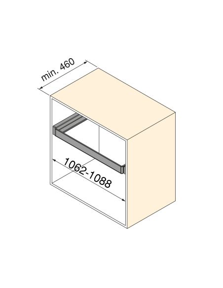 Emuca Telaio con guide a estrazione totale e chiusura morbida per accessori per armadi Quartz, 1062-1088mm, Alluminio e plastica