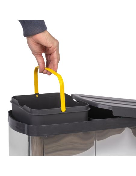 Emuca Contenitore per la raccolta differenziata Recycle Inox 2x12lt per il montaggio sul fondo e l'estrazione manuale/automatica