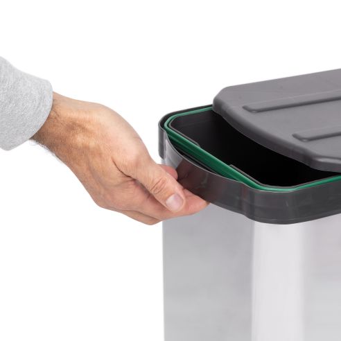 Emuca Contenitore per la raccolta differenziata Recycle Inox 2x12lt per il montaggio sul fondo e l'estrazione manuale/automatica