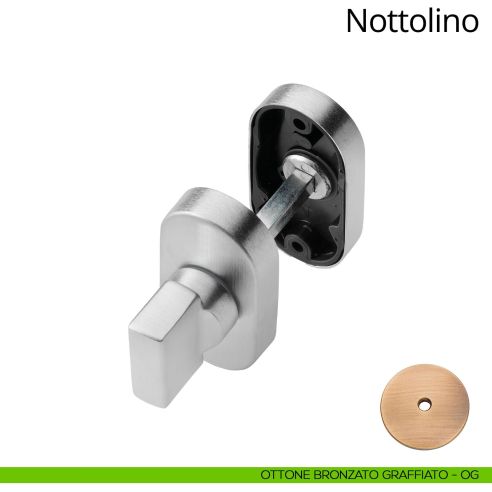Nottolino per porta 096 Linea Calì con rosetta ovale zama ottone bronzato graffiato