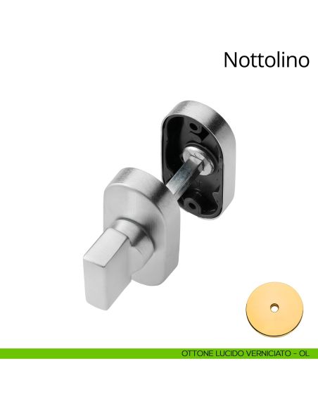 Nottolino per porta 096 Linea Calì con rosetta ovale zama ottone lucido verniciato
