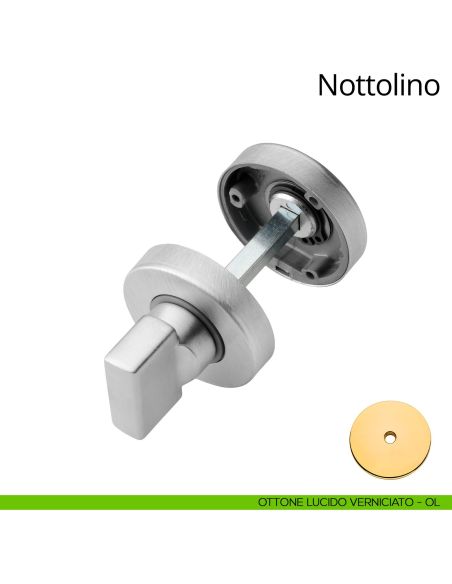 Nottolino per porta 101 Linea Calì con rosetta tonda 45 mm zama ottone lucido verniciato