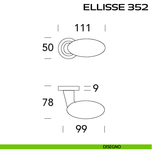 Maniglia per porta Ellisse 352 Reguitti con rosetta ad avvitare