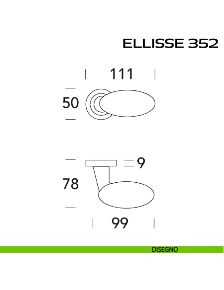 Maniglia per porta Ellisse 352 Reguitti con rosetta ad avvitare